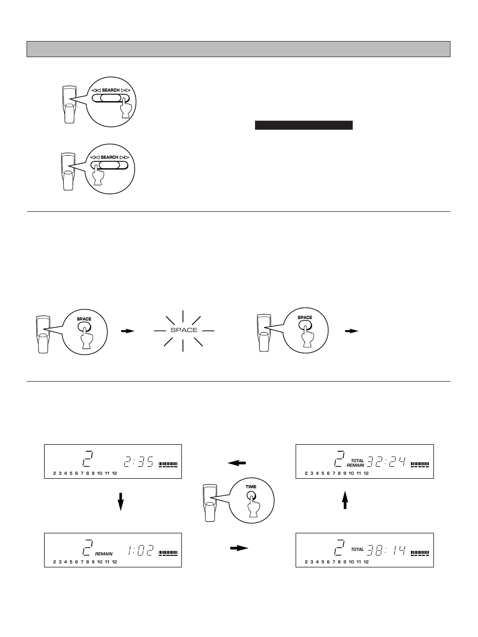 Automatic spacing, Selecting time displays | Yamaha CDX-490 User Manual | Page 10 / 23