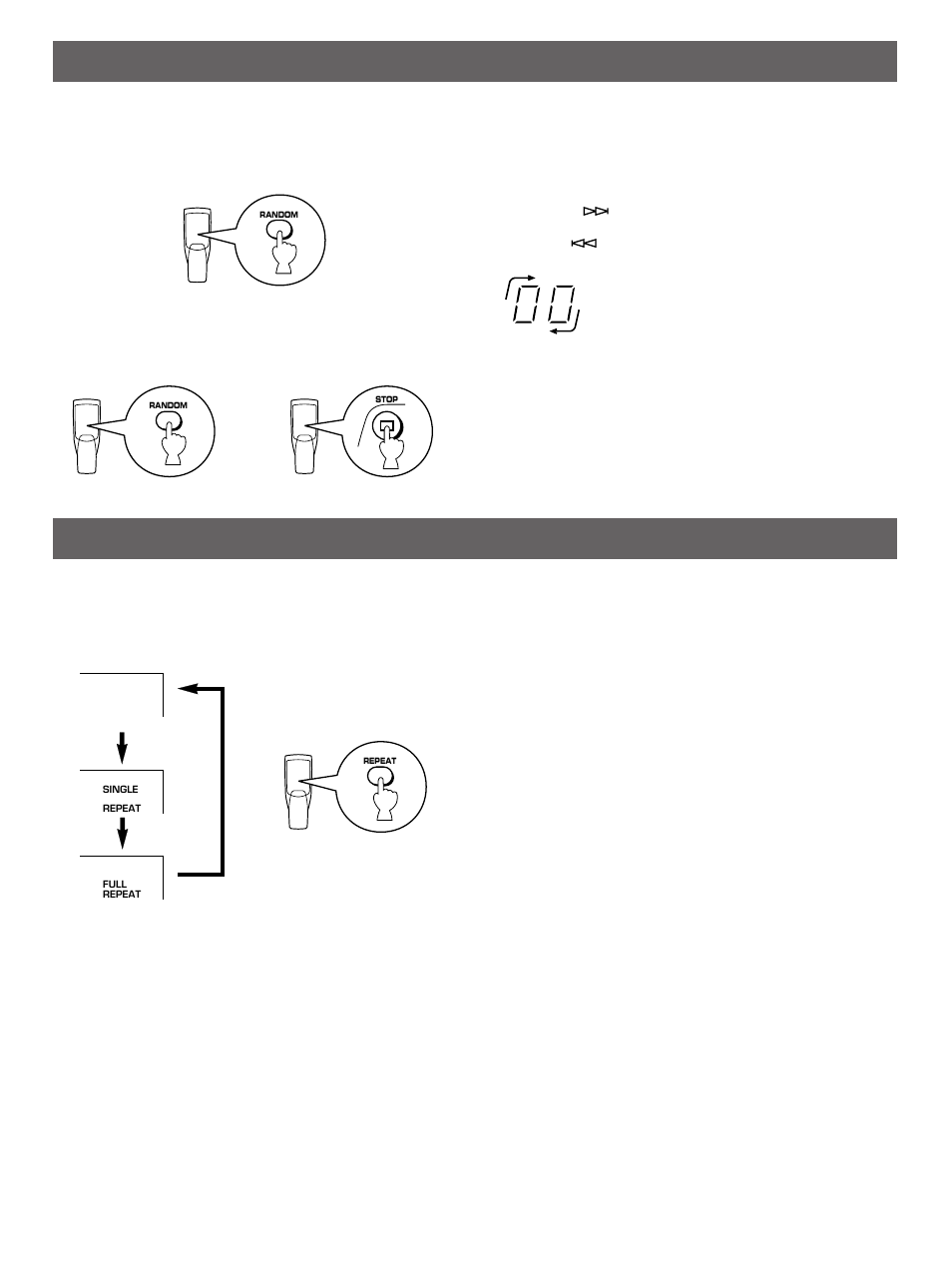 Random-sequence play, Repeat play | Yamaha CDX-490 User Manual | Page 12 / 23