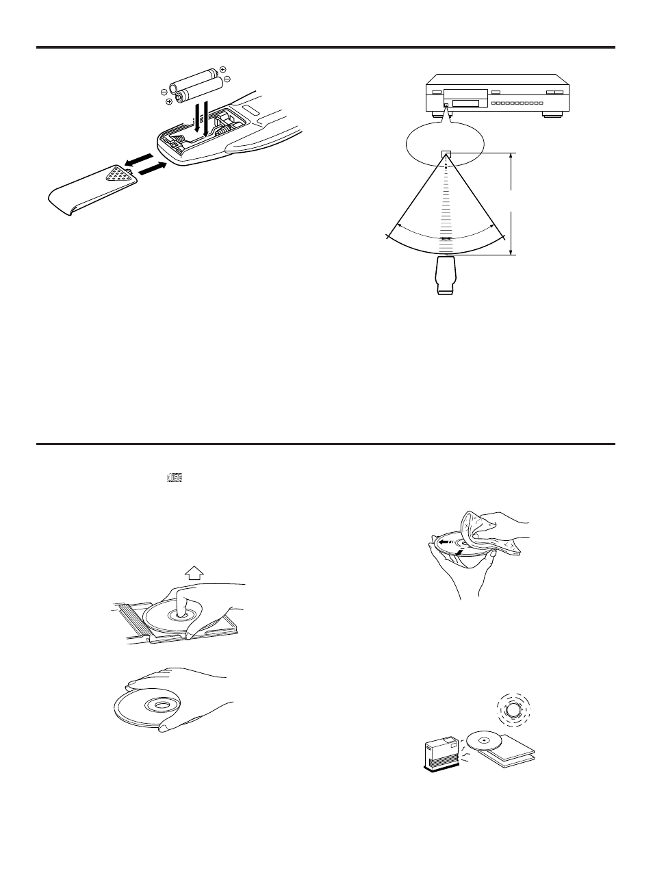 Notes about the remote control transmitter, Notes about handling compact discs | Yamaha CDX-490 User Manual | Page 20 / 23