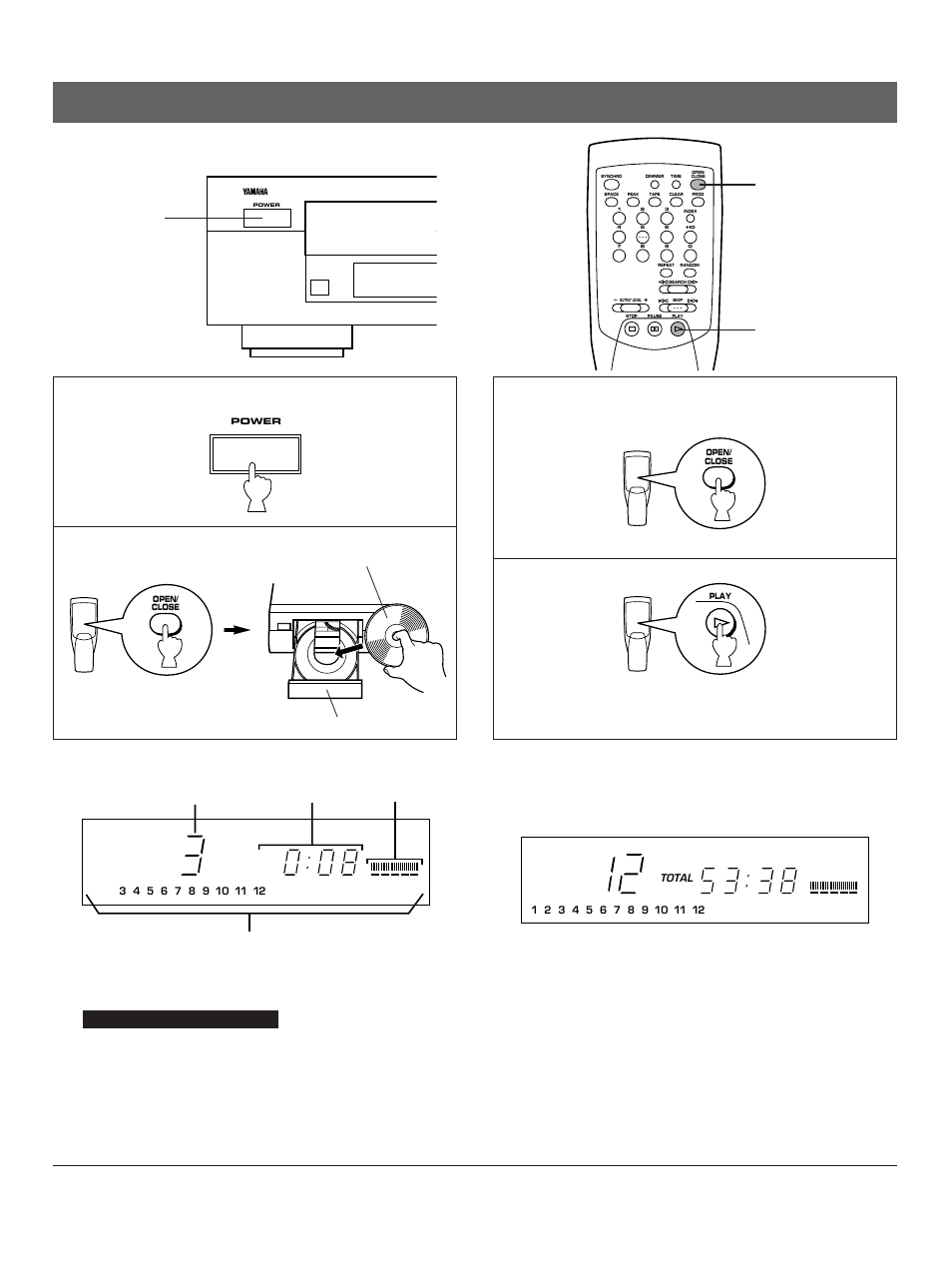 Basic operation, Basic operation 1, Display information at disc play | Yamaha CDX-490 User Manual | Page 8 / 23