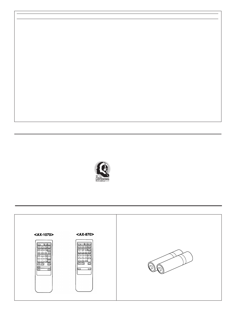 Supplied accessories, We want you listening for a lifetime | Yamaha AX-1070 User Manual | Page 3 / 16