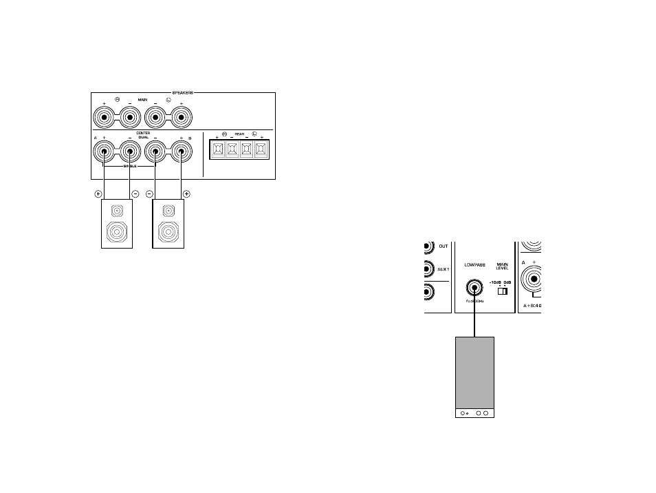 Adding a subwoofer, For connecting two center speakers | Yamaha DSP -A780 User Manual | Page 16 / 42