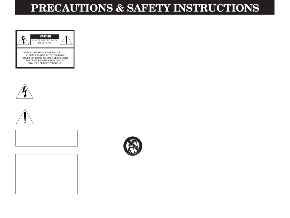 Precautions & safety instructions, Safety instructions | Yamaha DSP -A780 User Manual | Page 2 / 42