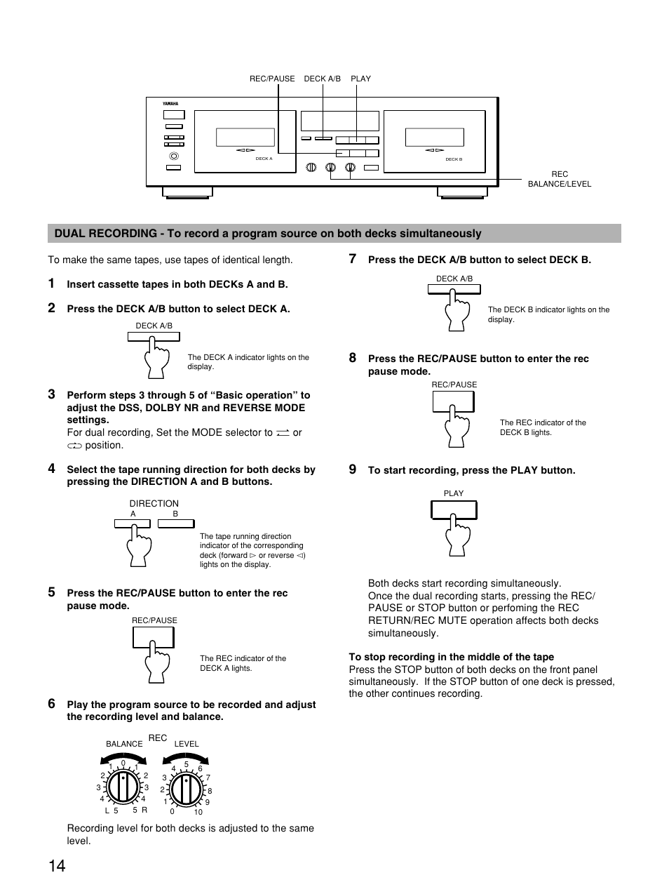 Dual recording | Yamaha KX W482 User Manual | Page 14 / 20