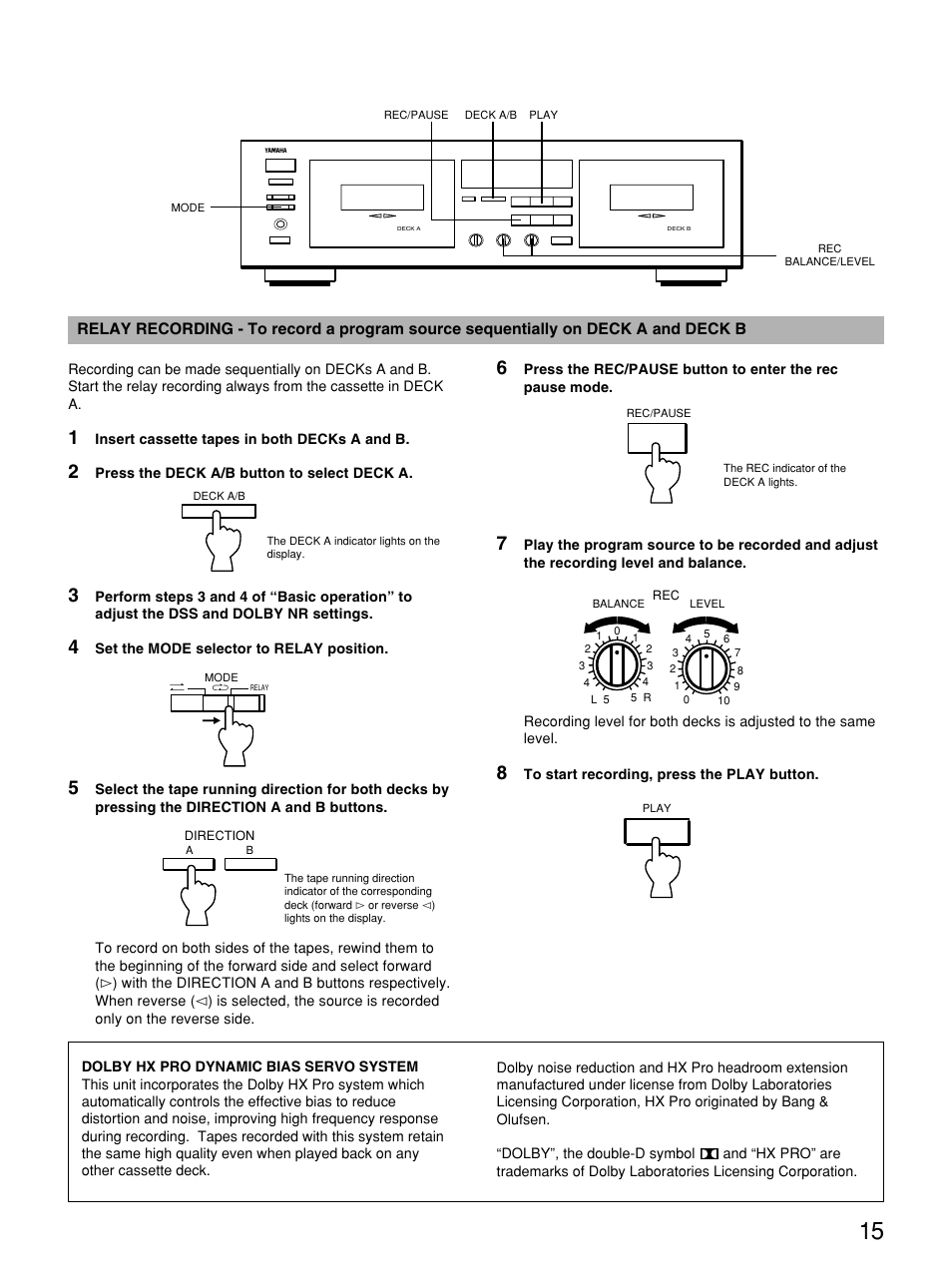 Relay recording | Yamaha KX W482 User Manual | Page 15 / 20