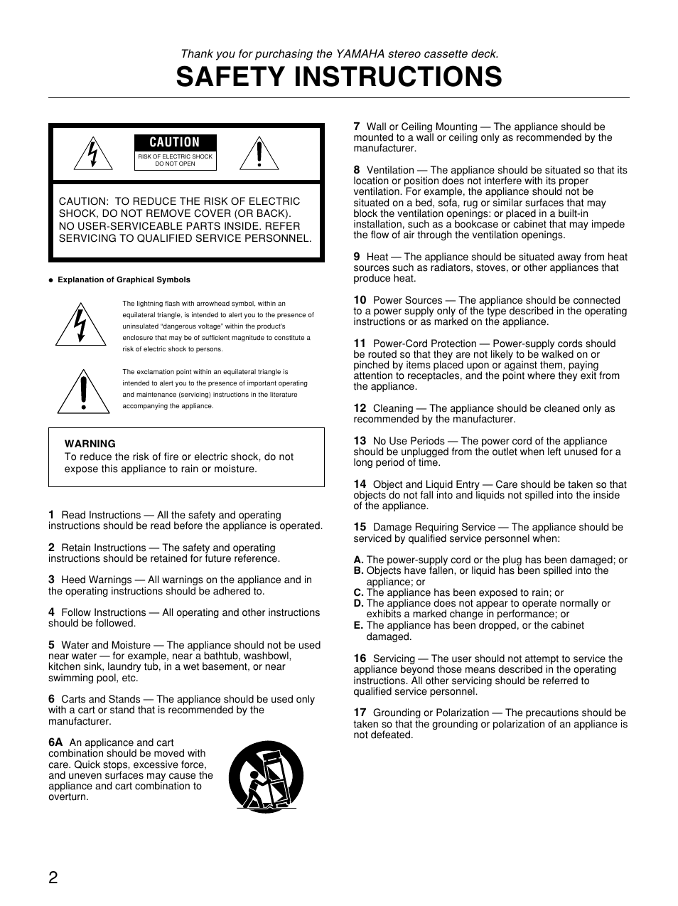 Safety instructions | Yamaha KX W482 User Manual | Page 2 / 20