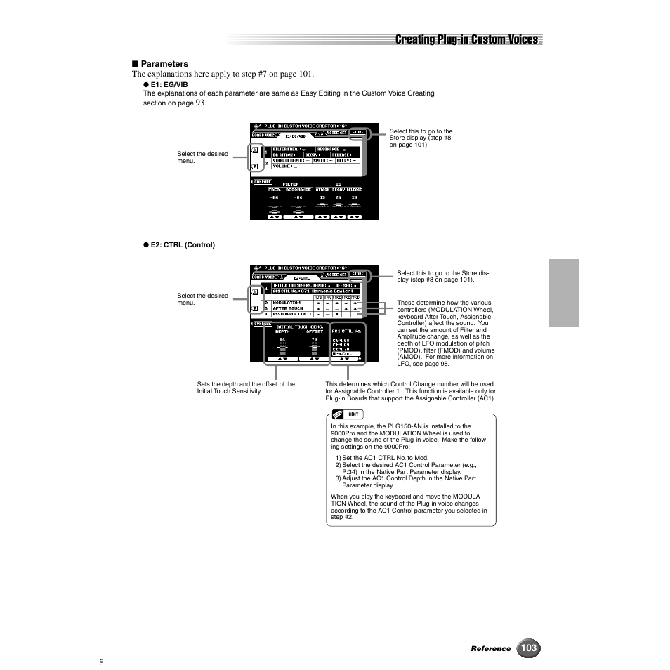 Creating plug-in custom voices | Yamaha 9000 Pro User Manual | Page 103 / 250