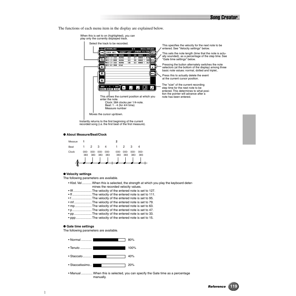 Song creator | Yamaha 9000 Pro User Manual | Page 119 / 250