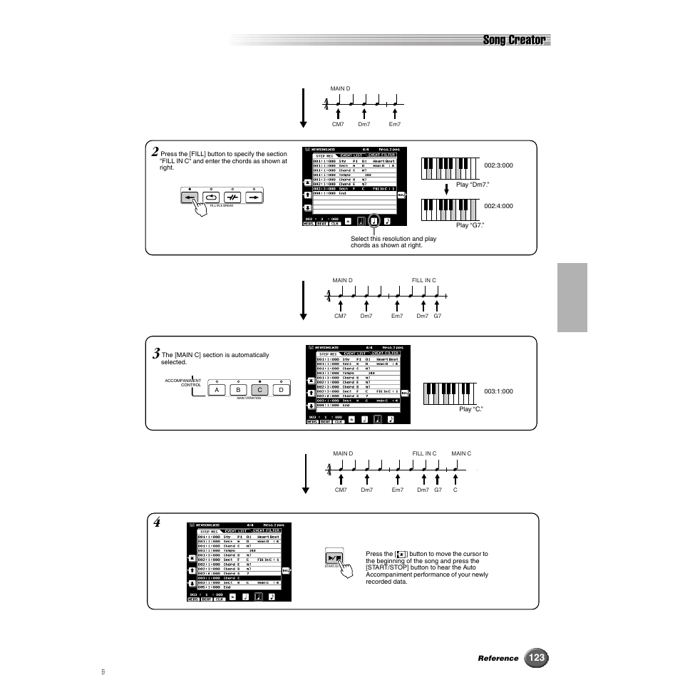 Song creator | Yamaha 9000 Pro User Manual | Page 123 / 250