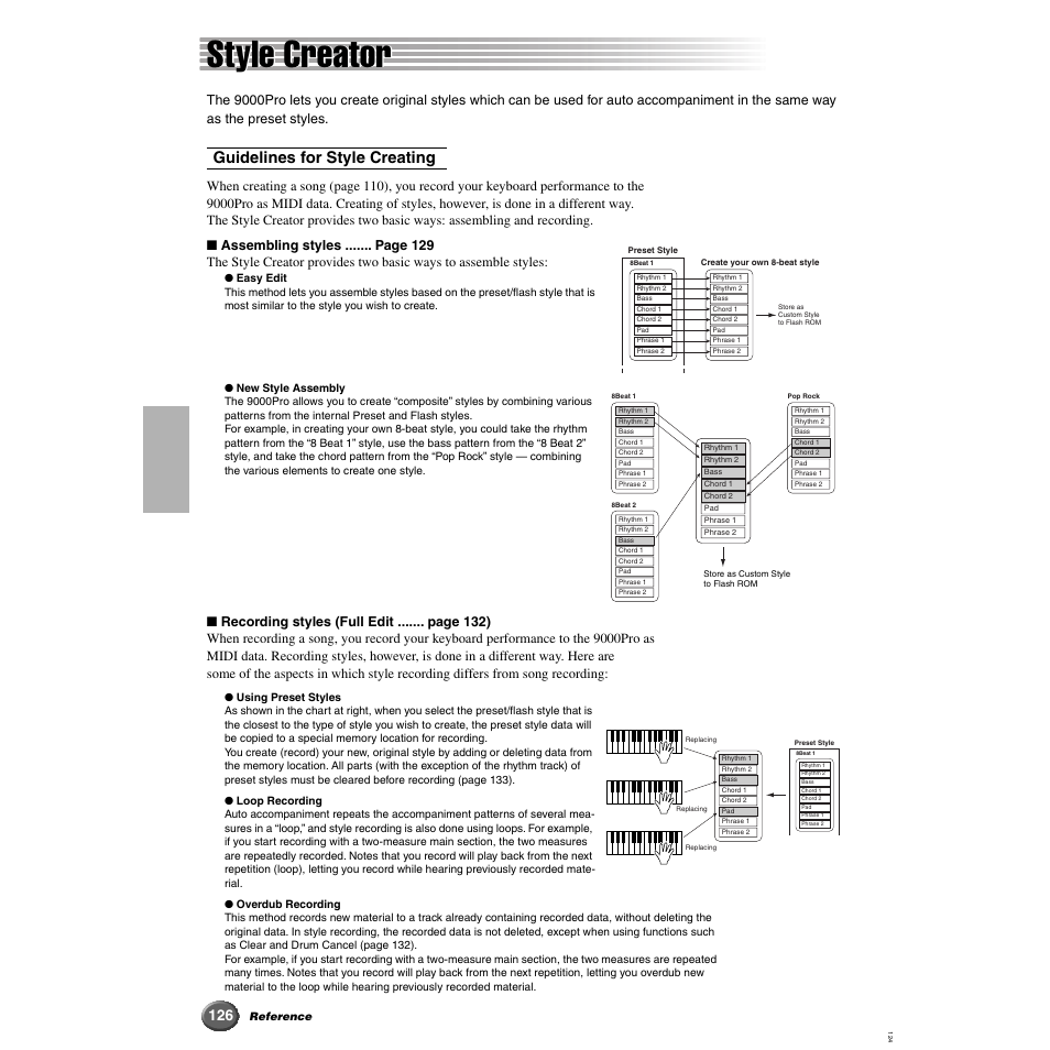 Style creator, Guidelines for style creating | Yamaha 9000 Pro User Manual | Page 126 / 250