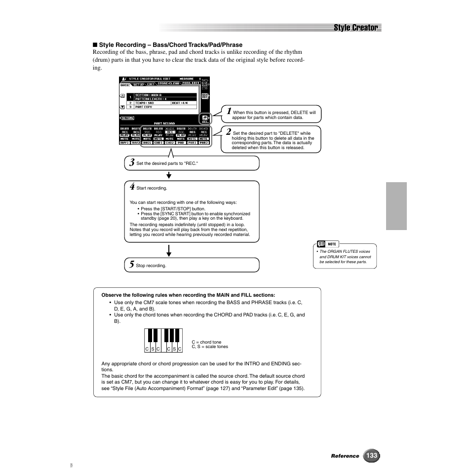 Style creator | Yamaha 9000 Pro User Manual | Page 133 / 250