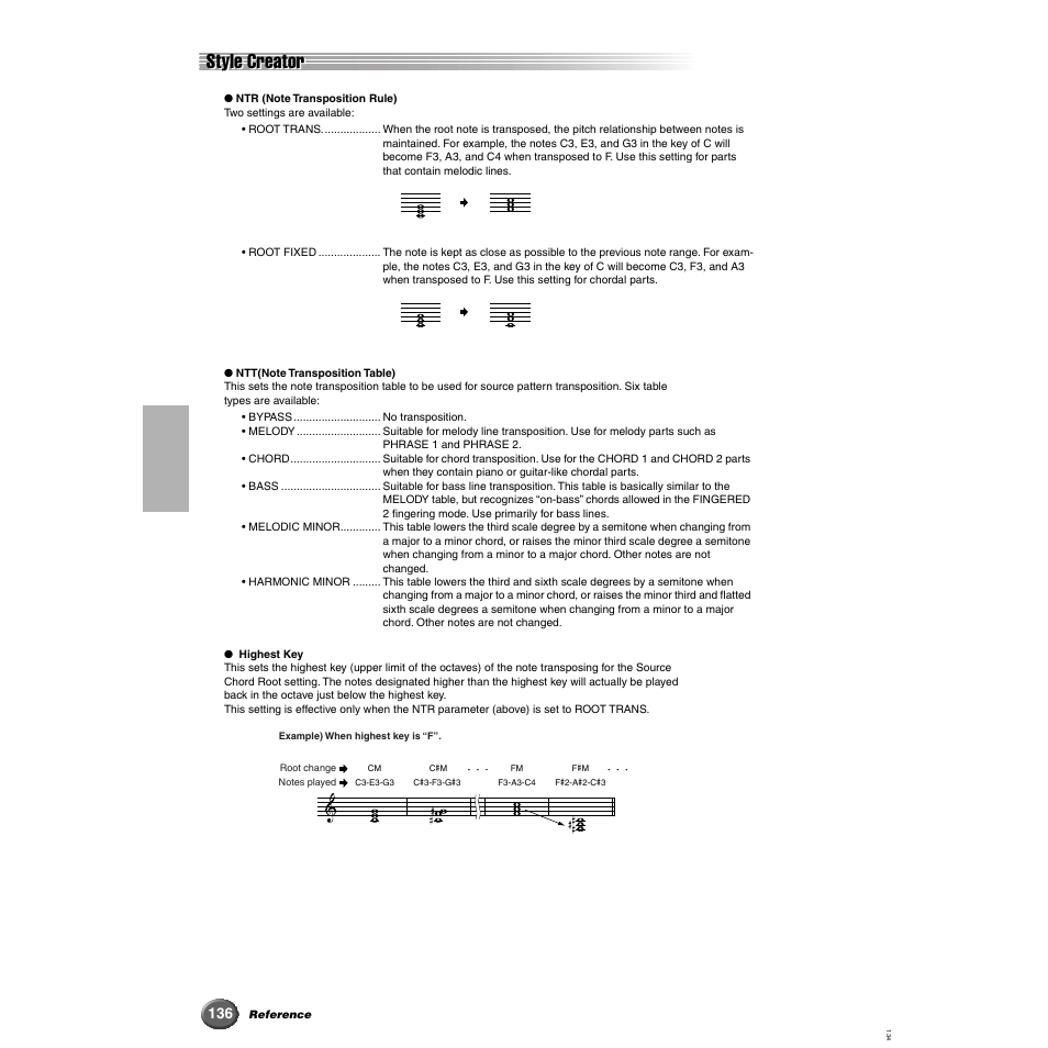 Style creator | Yamaha 9000 Pro User Manual | Page 136 / 250