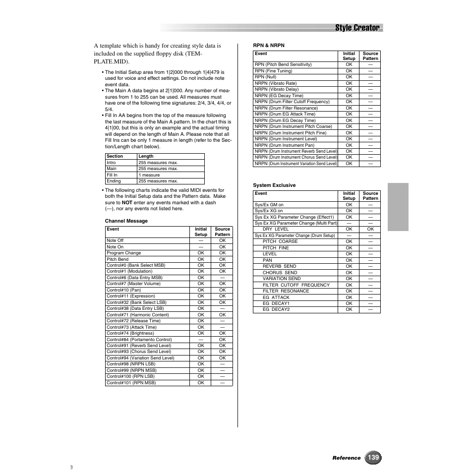 Style creator | Yamaha 9000 Pro User Manual | Page 139 / 250