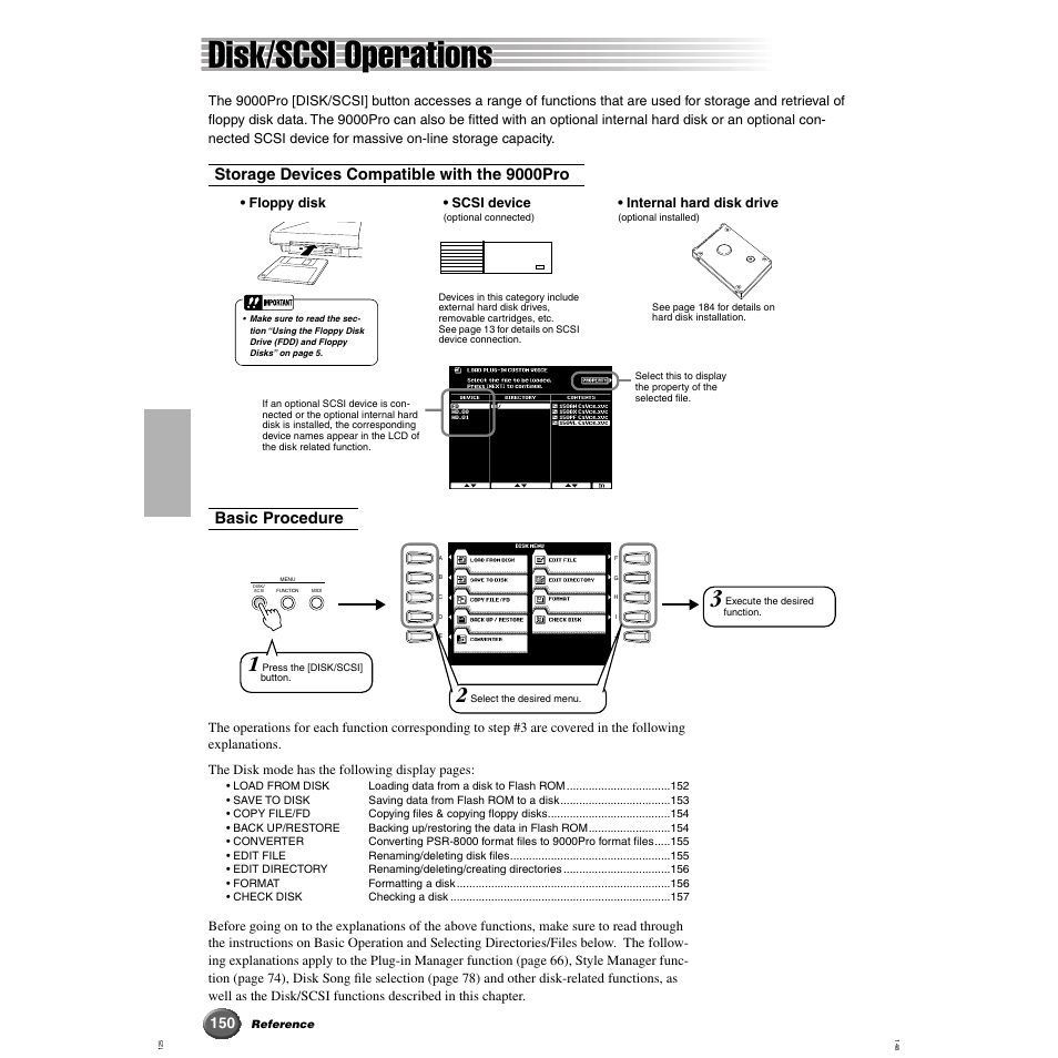 Disk/scsi operations | Yamaha 9000 Pro User Manual | Page 150 / 250