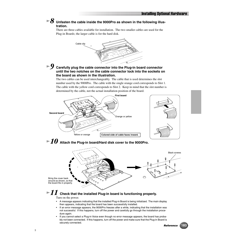 Installing optional hardware | Yamaha 9000 Pro User Manual | Page 183 / 250