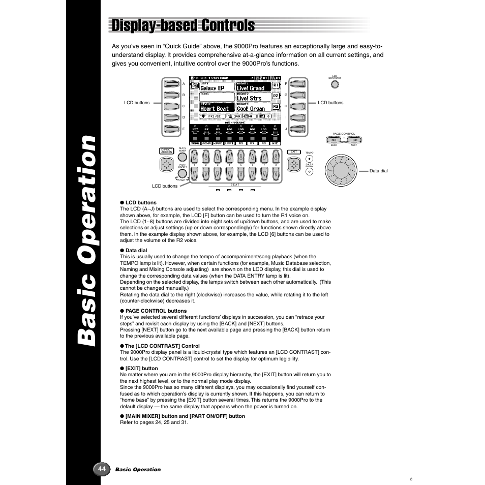 Basic operation, Display-based controls | Yamaha 9000 Pro User Manual | Page 44 / 250