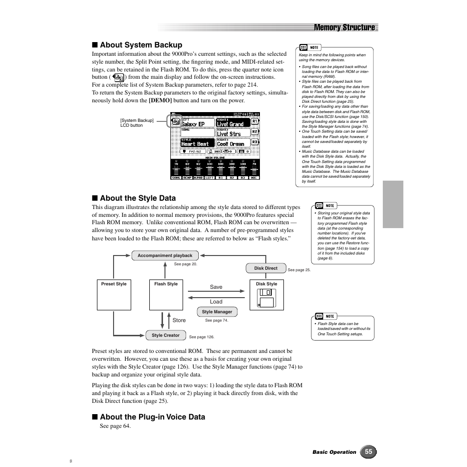 About system backup, About the style data, About the plug-in voice data | Yamaha 9000 Pro User Manual | Page 55 / 250