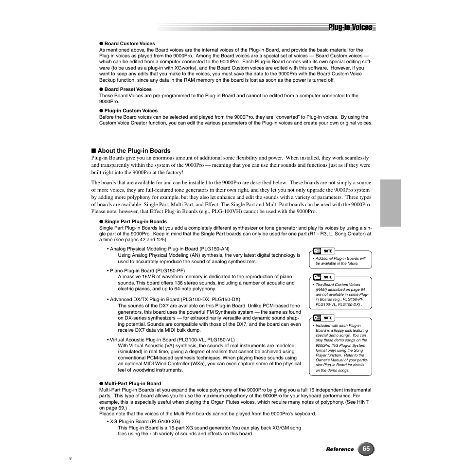 Plug-in voices | Yamaha 9000 Pro User Manual | Page 65 / 250