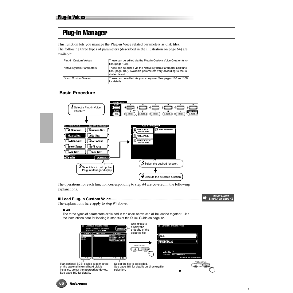 Plug-in manager, Plug-in voices | Yamaha 9000 Pro User Manual | Page 66 / 250