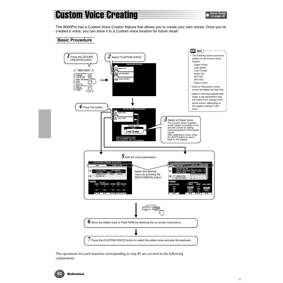 Custom voice creating | Yamaha 9000 Pro User Manual | Page 92 / 250