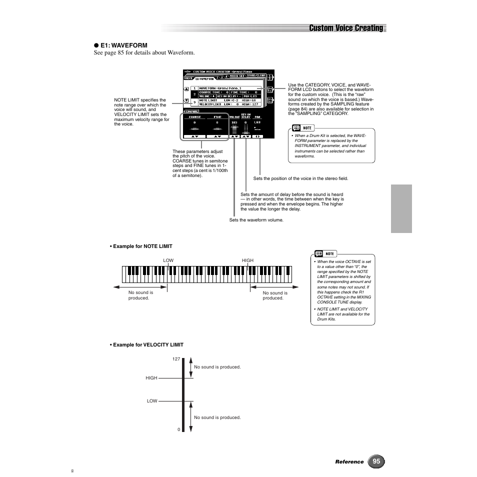 Custom voice creating | Yamaha 9000 Pro User Manual | Page 95 / 250