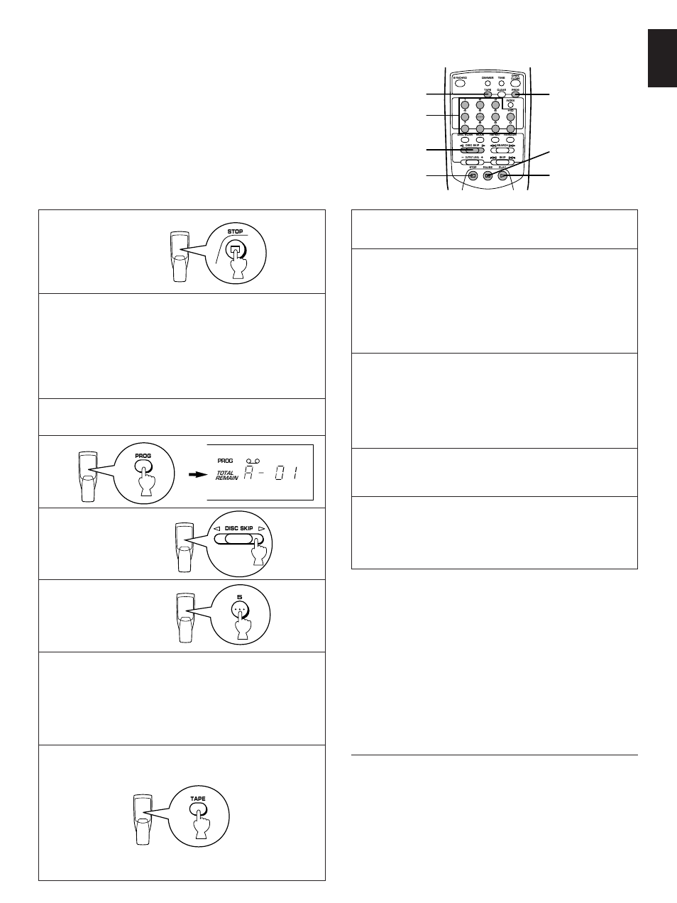 Manual tape programming, English | Yamaha CDC-902 User Manual | Page 19 / 24