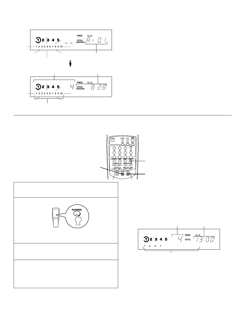 Random sequential tape programming, Display information during programming | Yamaha CDC-902 User Manual | Page 20 / 24