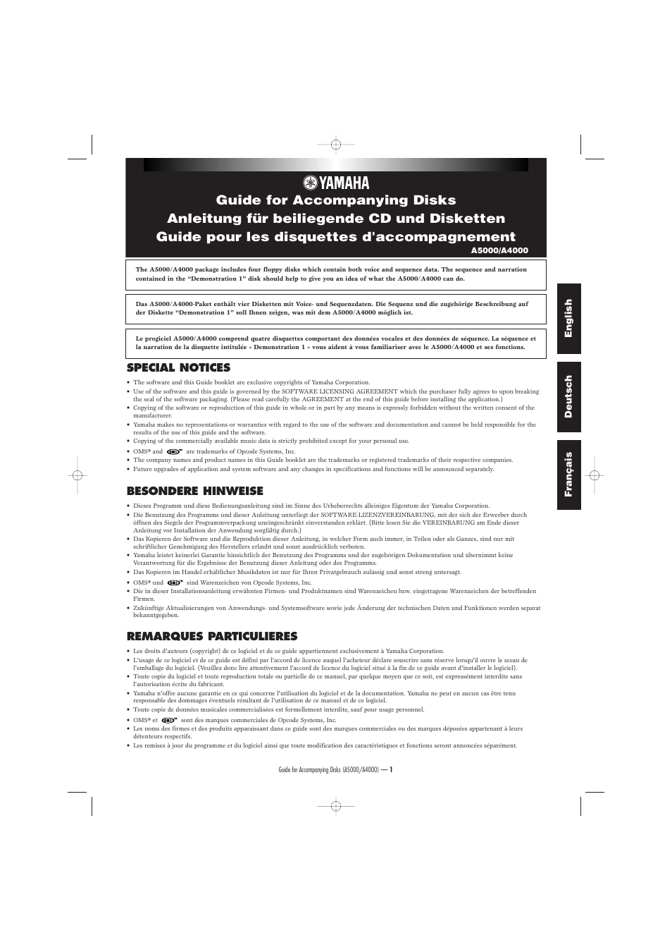 Yamaha Floppy Disks A4000 User Manual | 24 pages