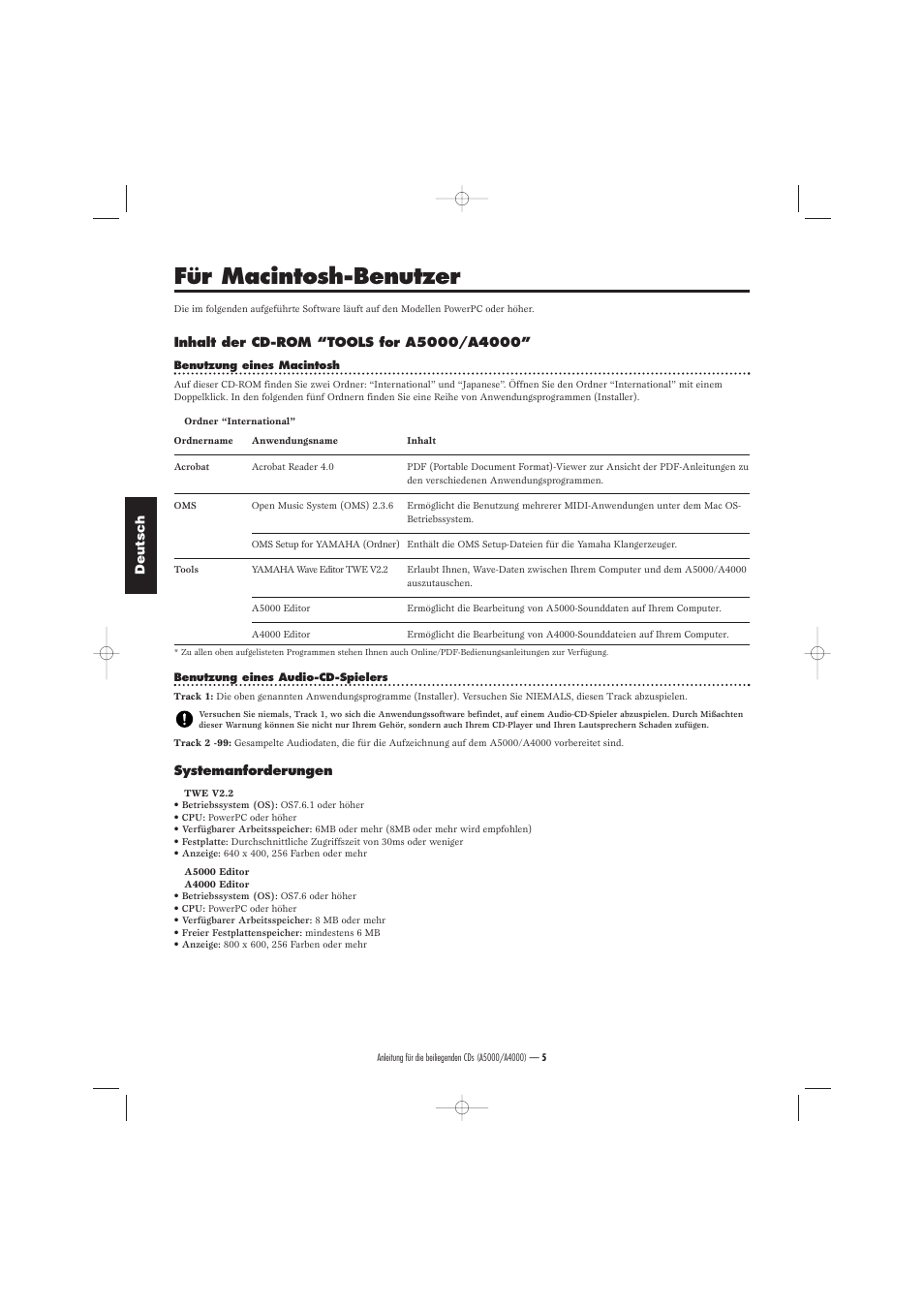 Für macintosh-benutzer | Yamaha Floppy Disks A4000 User Manual | Page 10 / 24