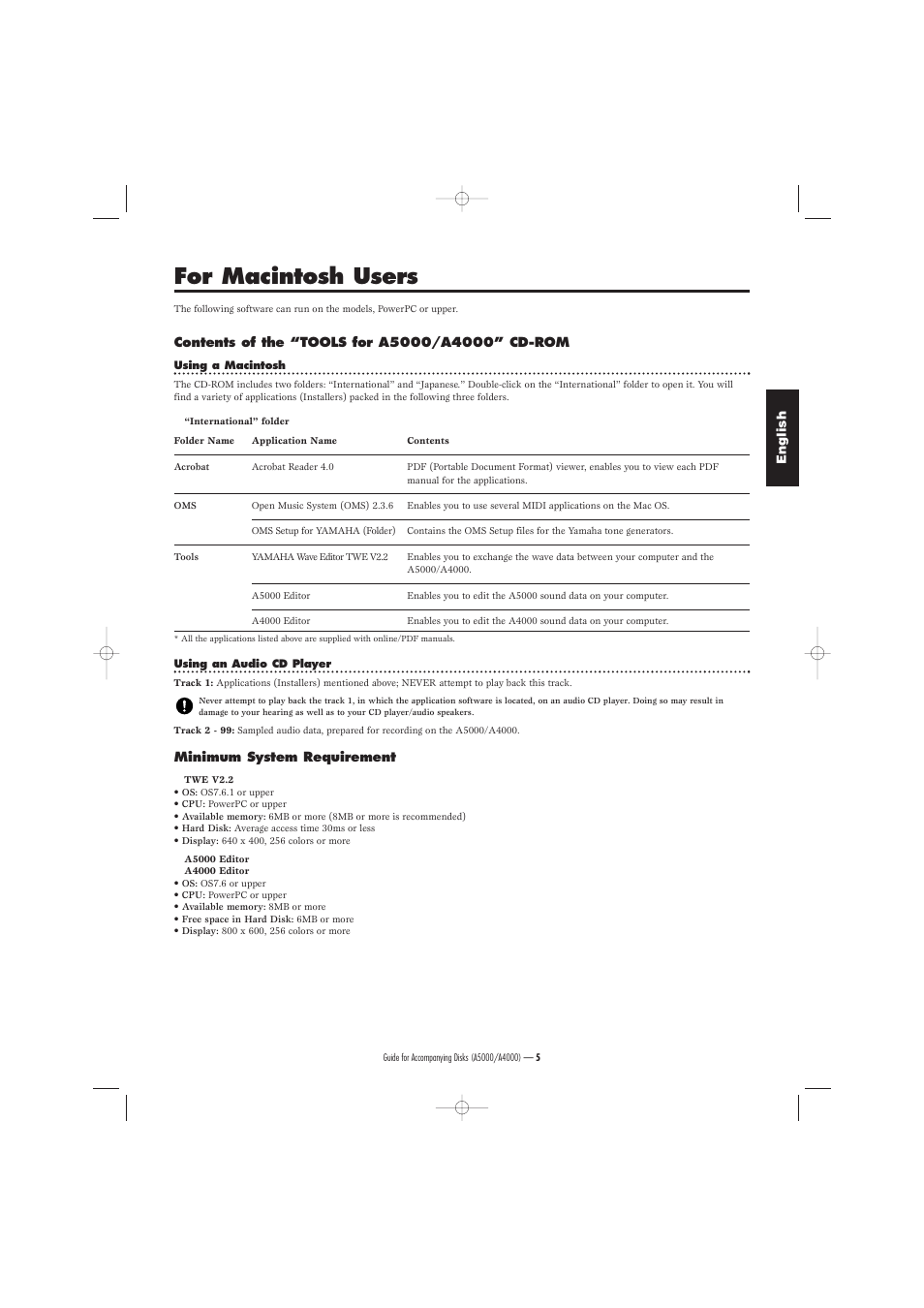 For macintosh users | Yamaha Floppy Disks A4000 User Manual | Page 5 / 24