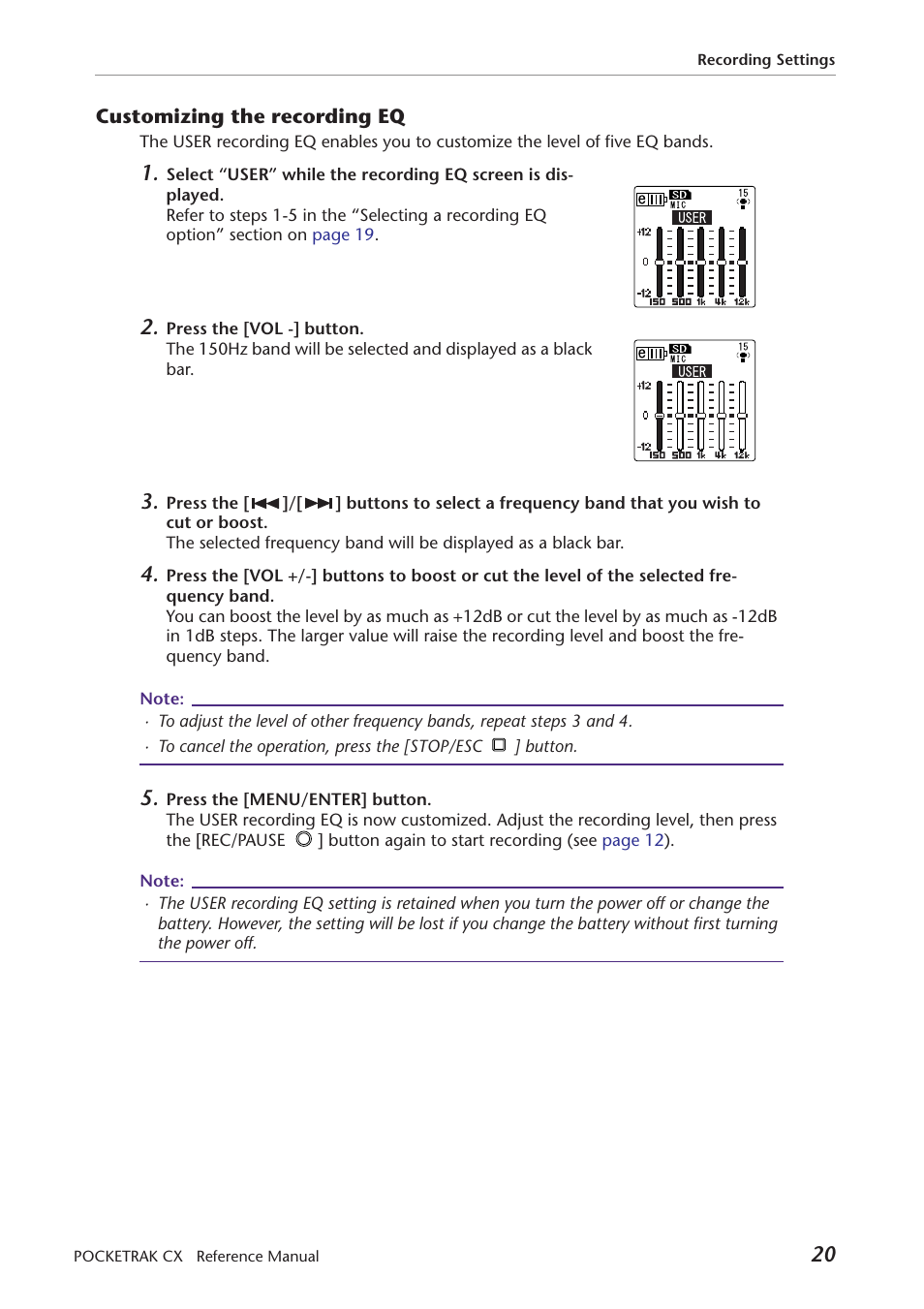 Customizing the recording eq | Yamaha Pocket Recorder User Manual | Page 20 / 83