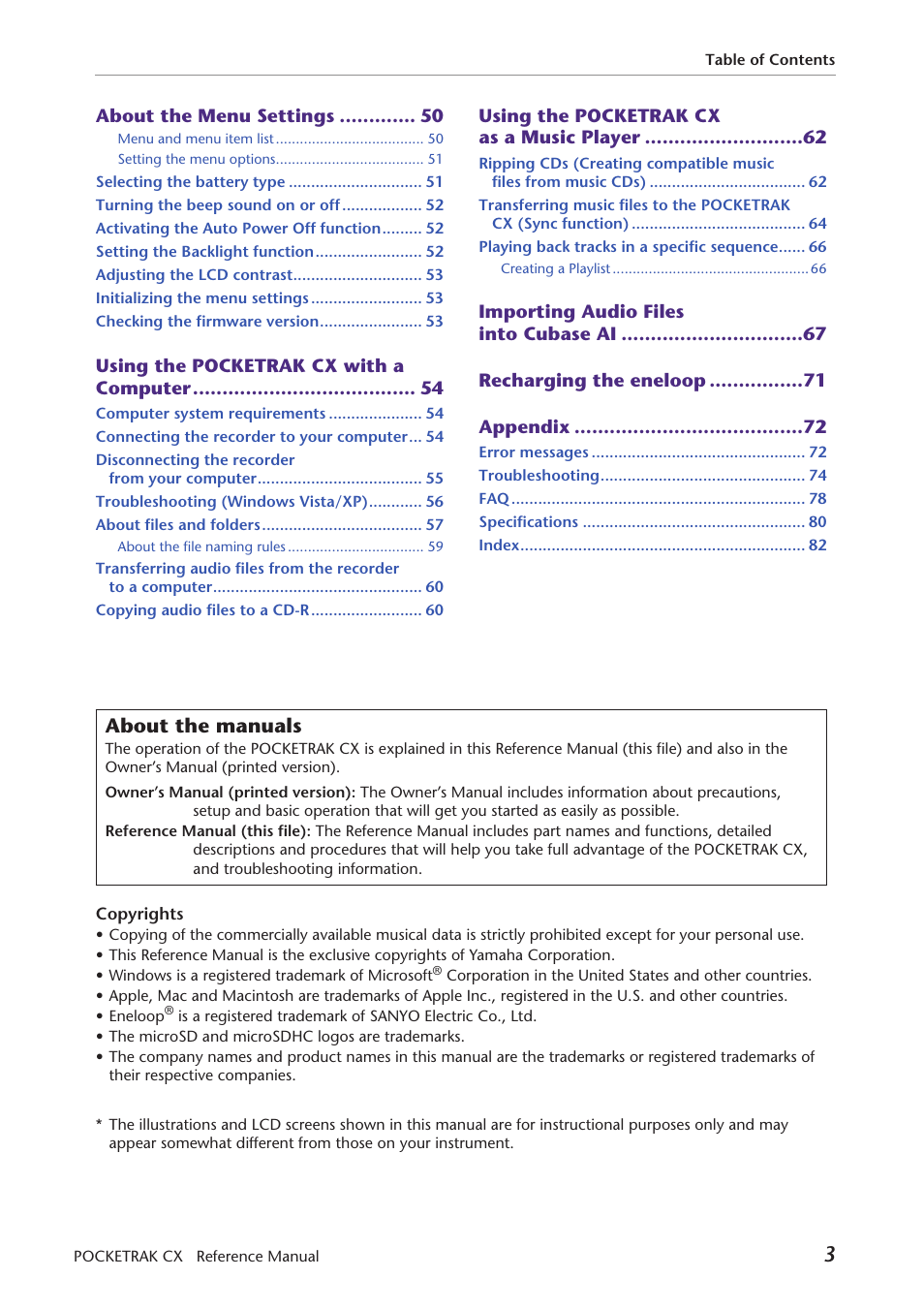 About the manuals | Yamaha Pocket Recorder User Manual | Page 3 / 83