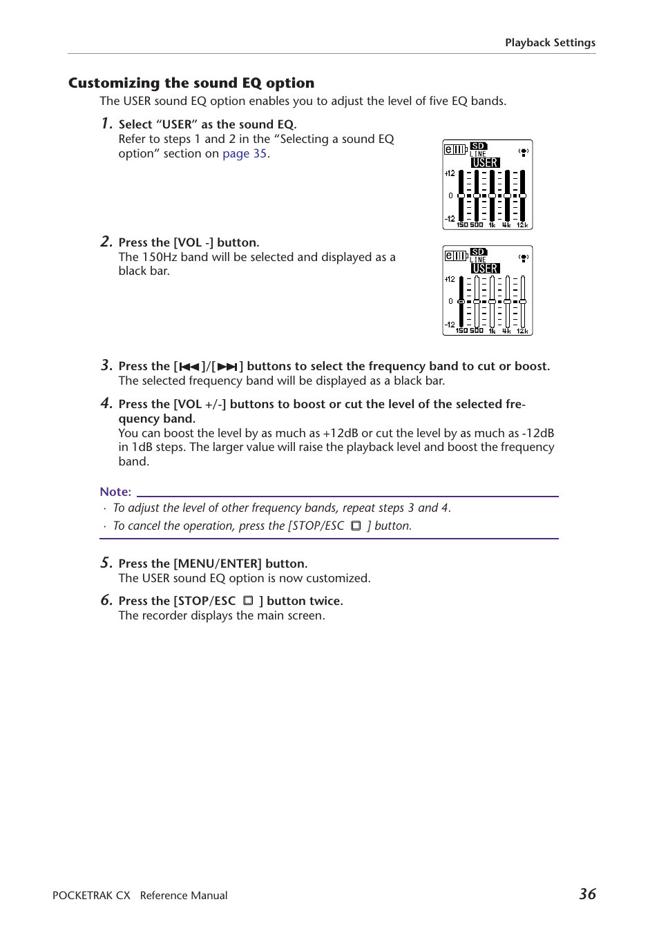 Customizing the sound eq option | Yamaha Pocket Recorder User Manual | Page 36 / 83
