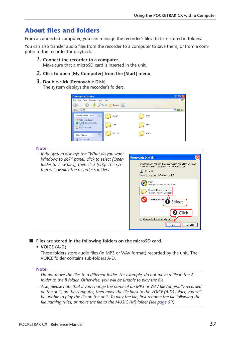 About files and folders | Yamaha Pocket Recorder User Manual | Page 57 / 83