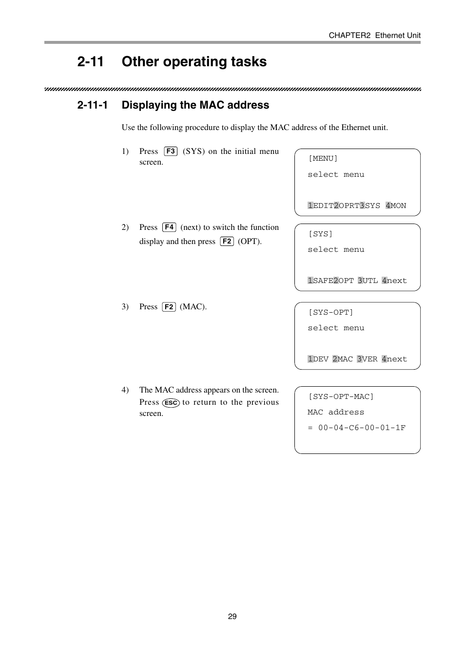 11 other operating tasks, 11-1 displaying the mac address | Yamaha DRCX User Manual | Page 35 / 52