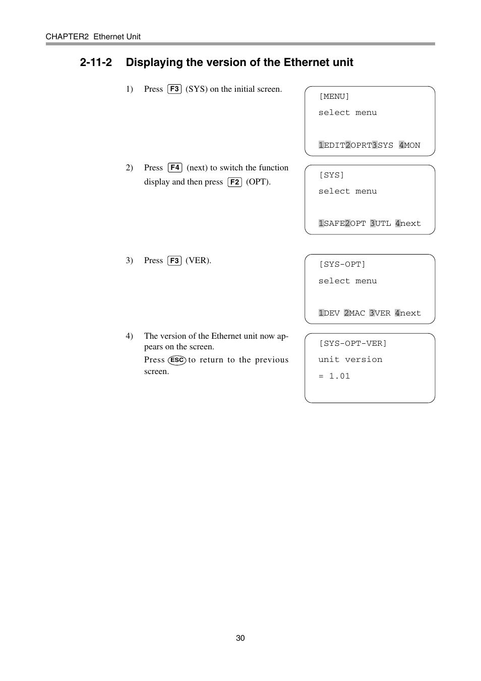 11-2 displaying the version of the ethernet unit | Yamaha DRCX User Manual | Page 36 / 52