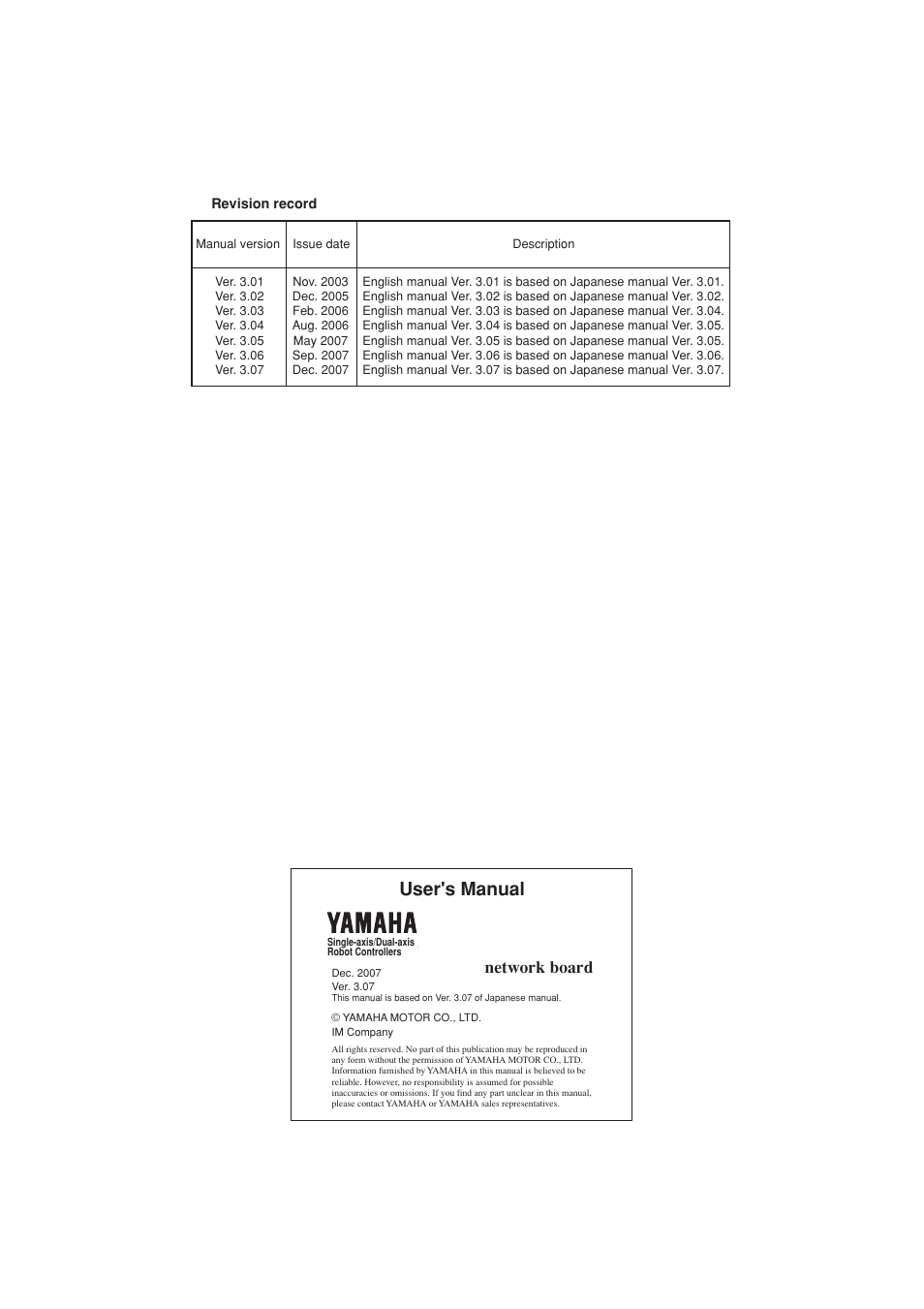 User's manual, Network board | Yamaha DRCX User Manual | Page 52 / 52