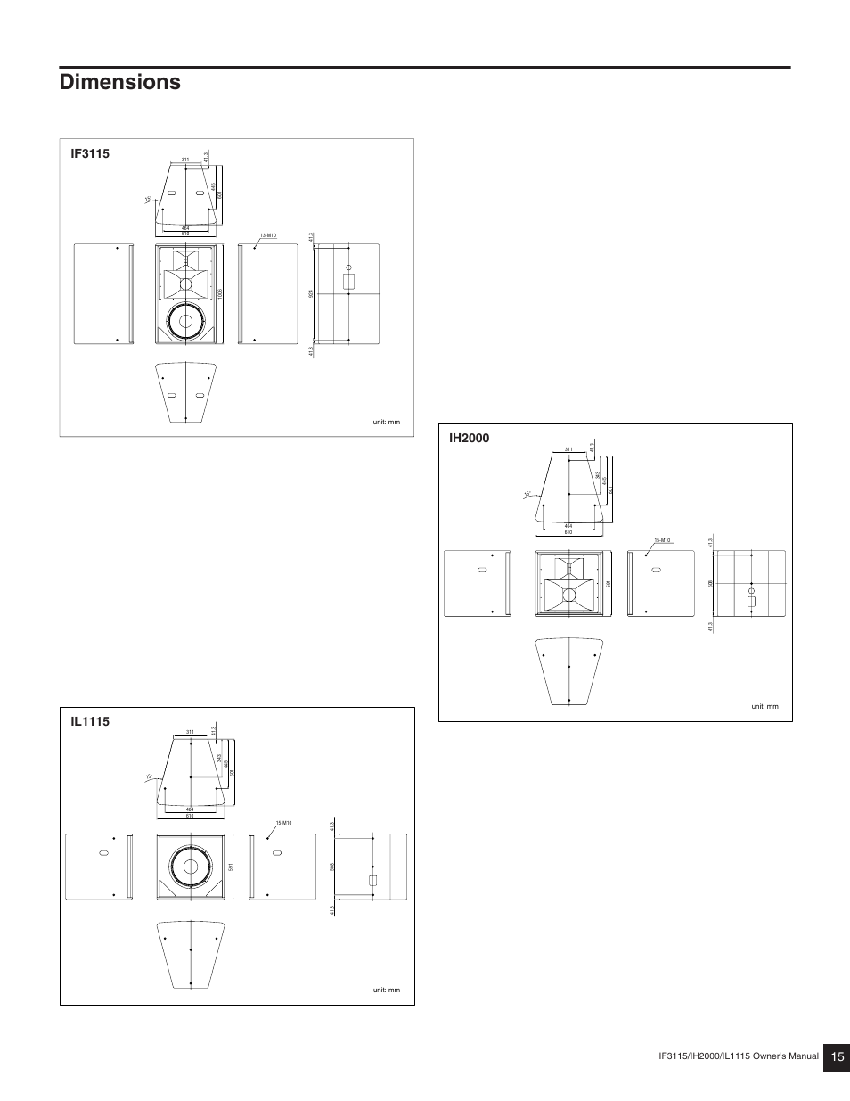 Dimensions | Yamaha IH2000/95(W) User Manual | Page 5 / 6