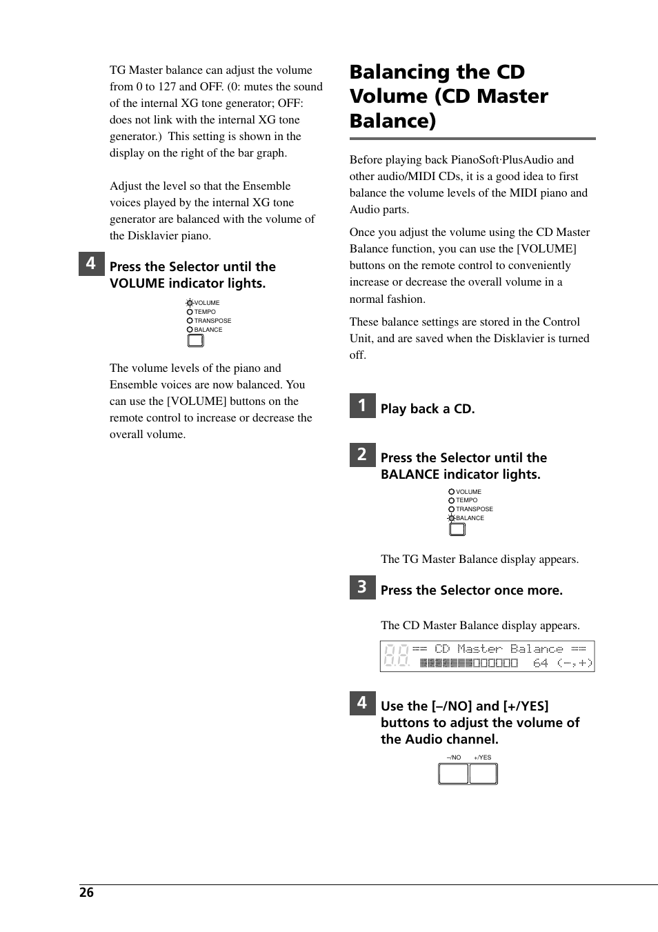 Balancing the cd volume (cd master balance) | Yamaha DGC1B User Manual | Page 38 / 74