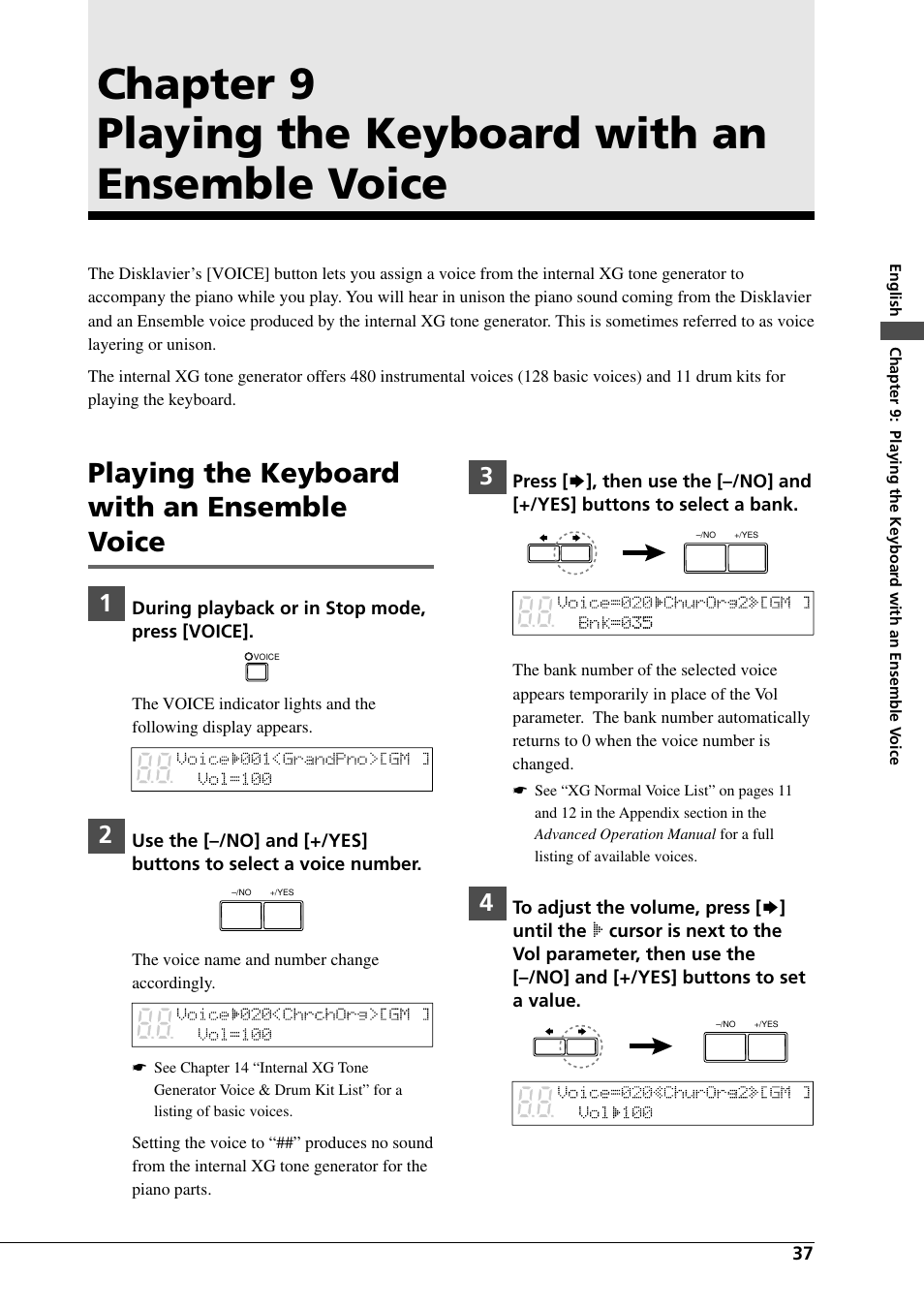 Playing the keyboard with an ensemble voice | Yamaha DGC1B User Manual | Page 49 / 74