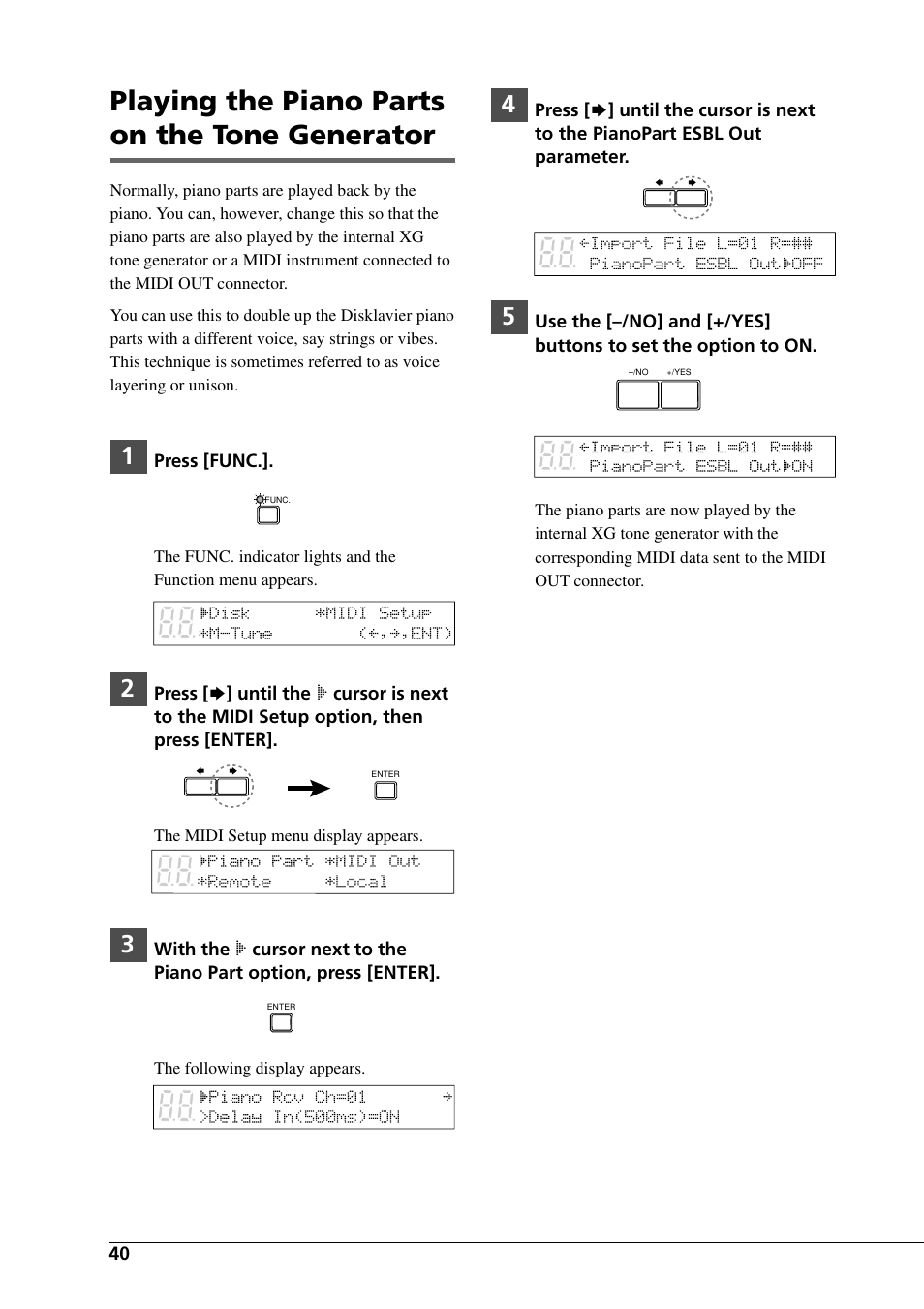 Playing the piano parts on the tone generator | Yamaha DGC1B User Manual | Page 52 / 74