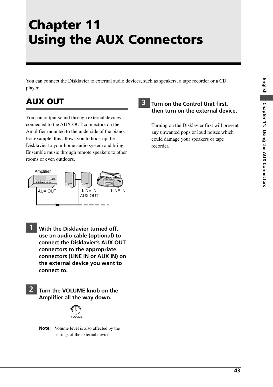 Chapter 11 using the aux connectors, Aux out | Yamaha DGC1B User Manual | Page 55 / 74