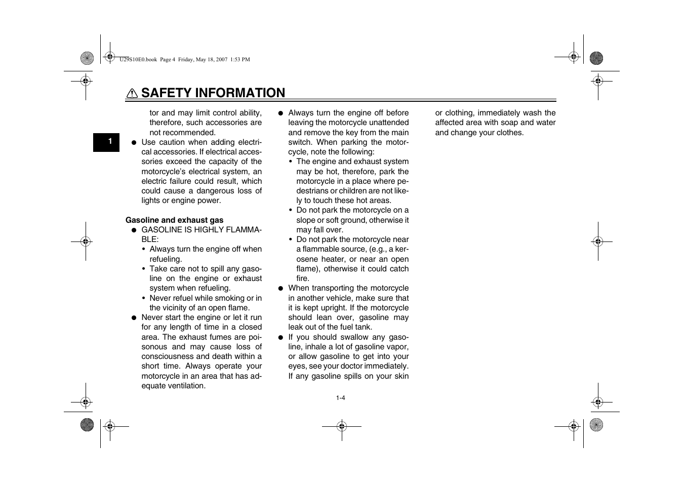 Safety information | Yamaha STAR XV19CX(C) User Manual | Page 12 / 96