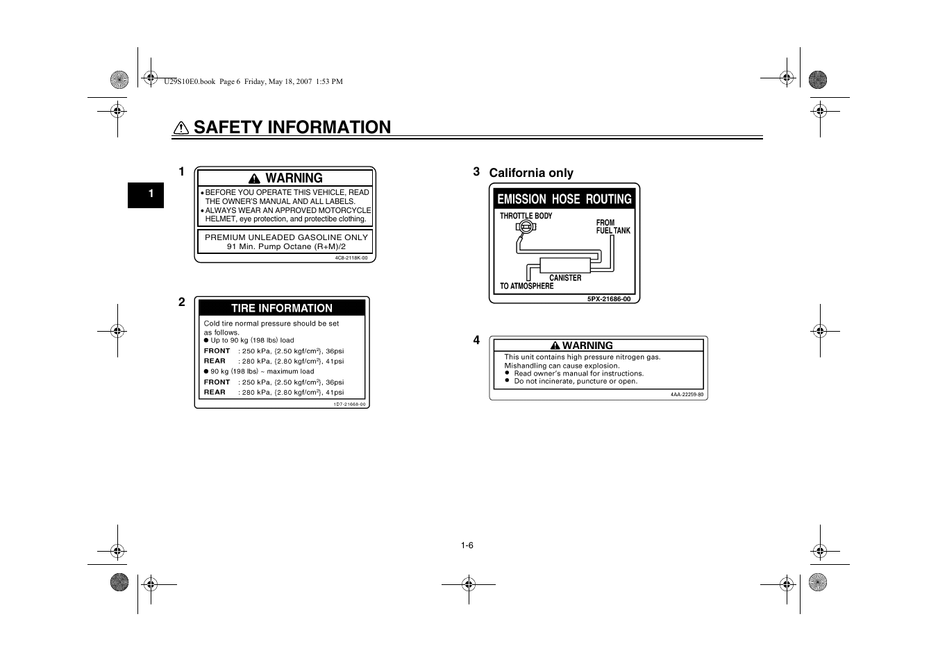 Safety information | Yamaha STAR XV19CX(C) User Manual | Page 14 / 96