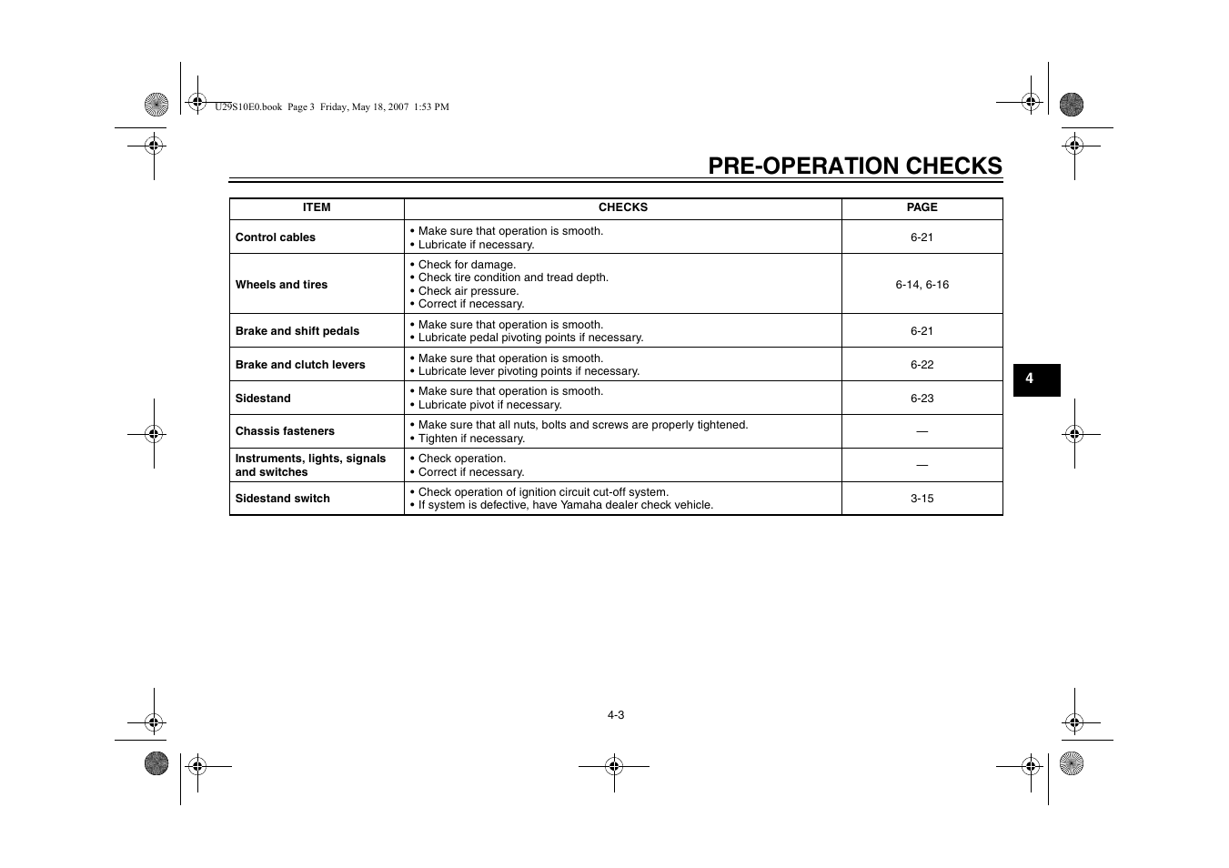 Pre-operation checks | Yamaha STAR XV19CX(C) User Manual | Page 37 / 96