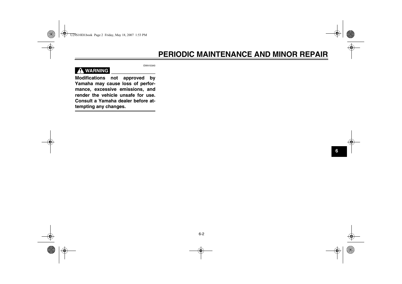 Periodic maintenance and minor repair | Yamaha STAR XV19CX(C) User Manual | Page 43 / 96