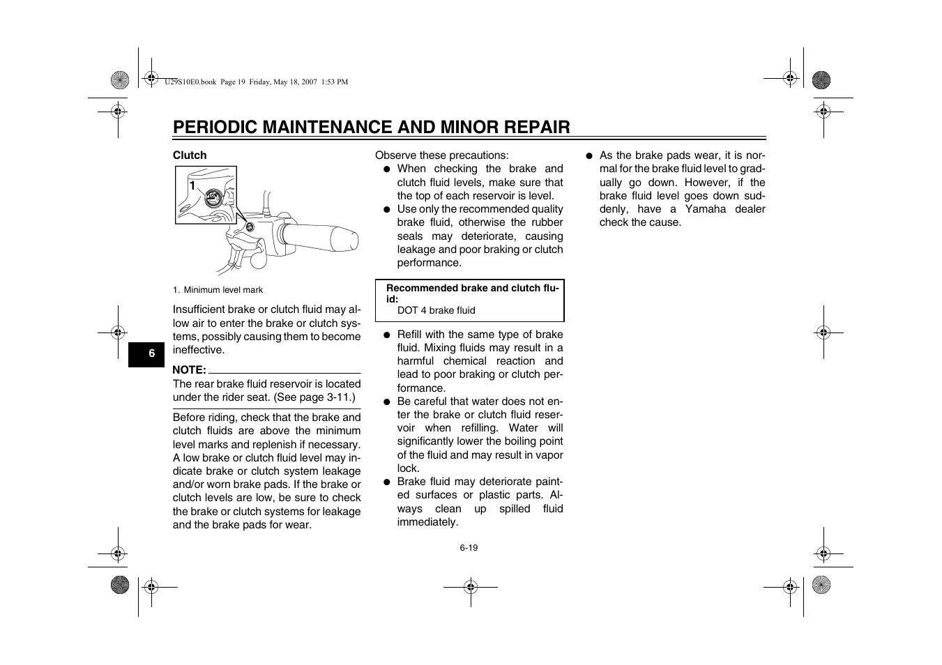 Periodic maintenance and minor repair | Yamaha STAR XV19CX(C) User Manual | Page 60 / 96