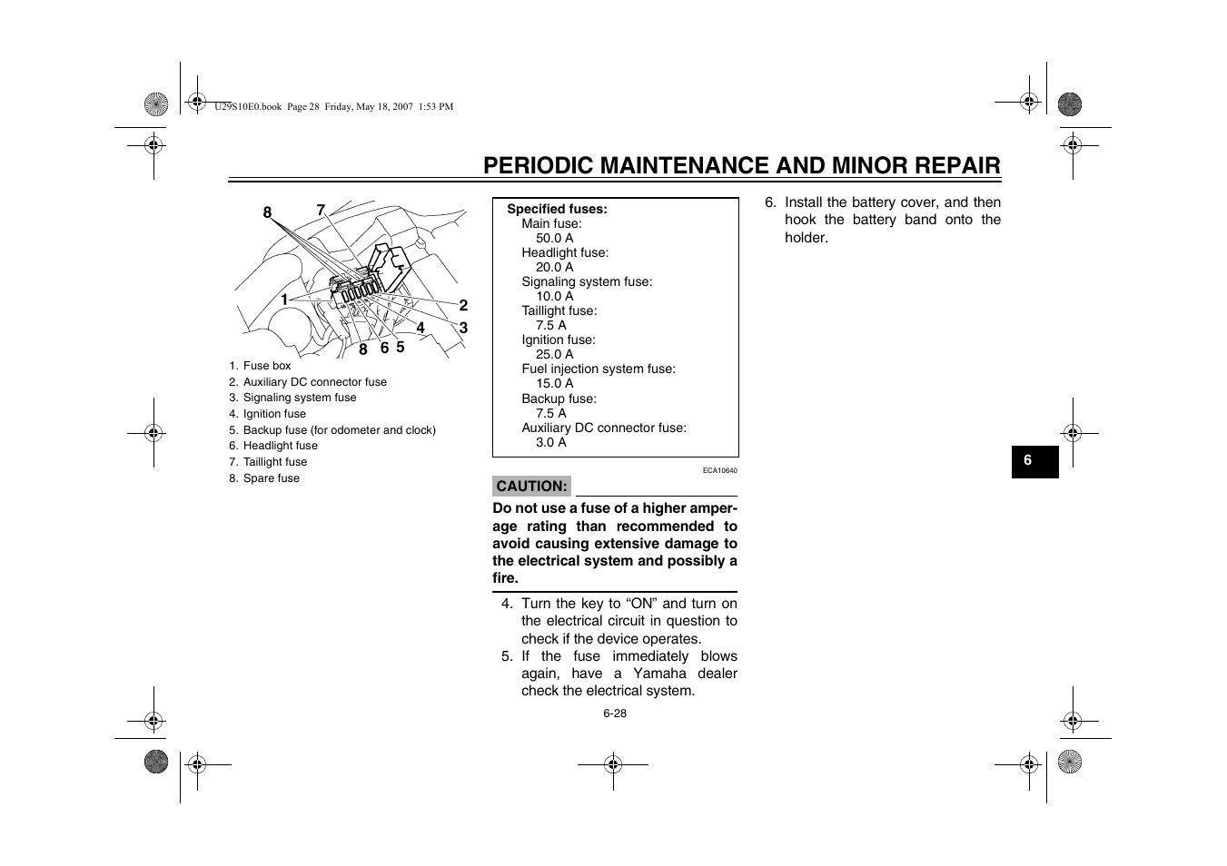 Periodic maintenance and minor repair | Yamaha STAR XV19CX(C) User Manual | Page 69 / 96