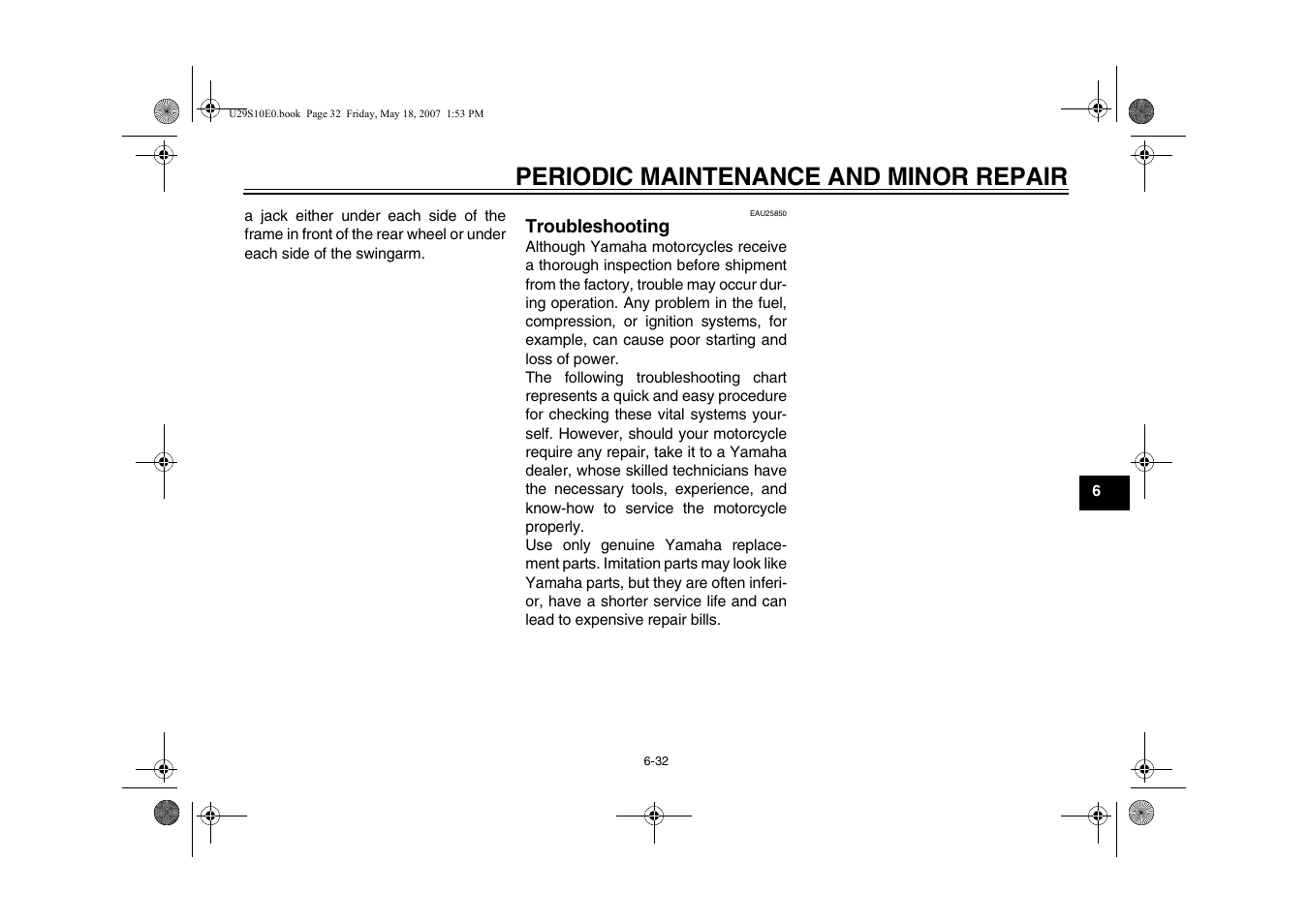 Troubleshooting -32, Periodic maintenance and minor repair | Yamaha STAR XV19CX(C) User Manual | Page 73 / 96