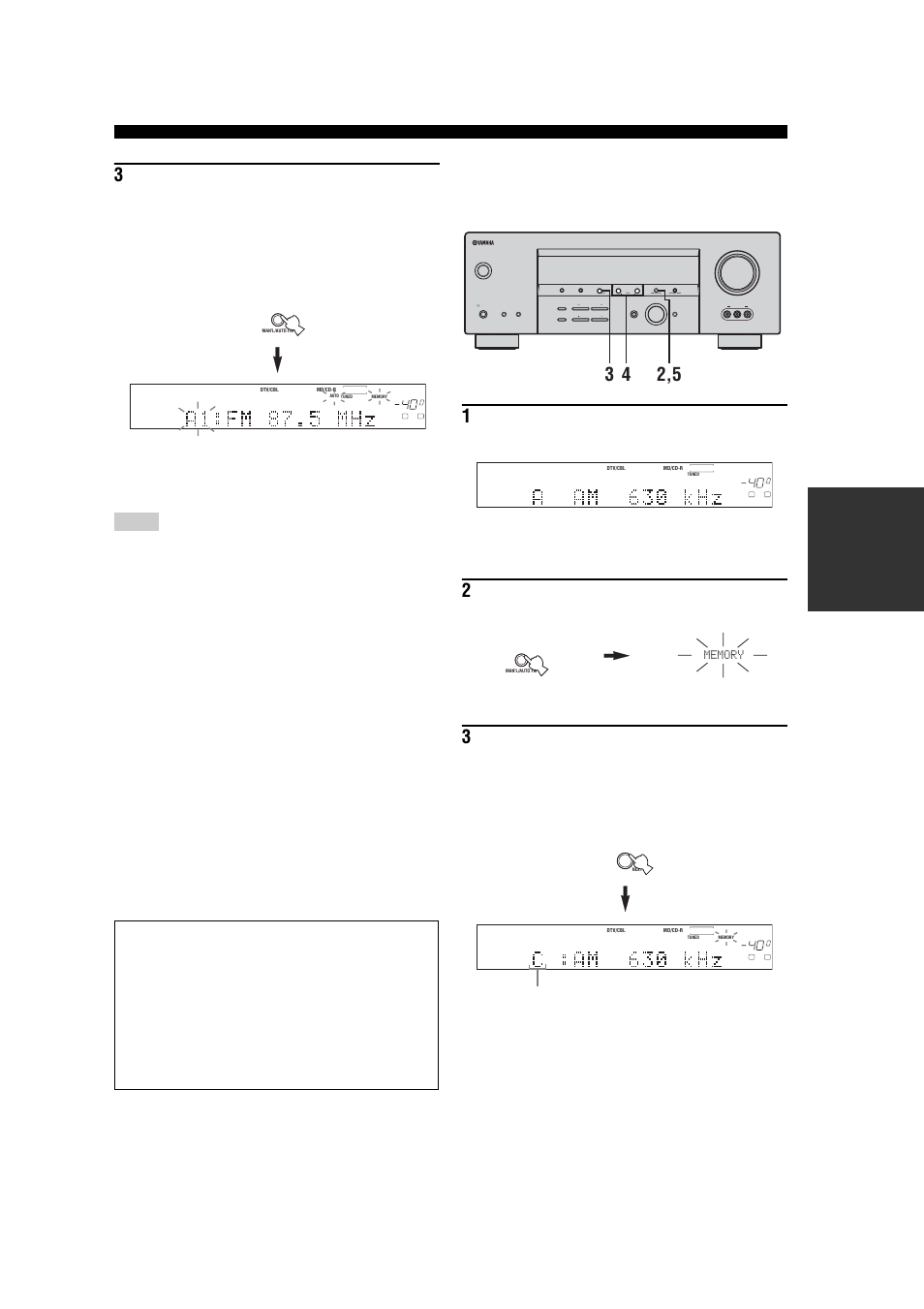 Automatic preset tuning options, Manually presetting stations | Yamaha RX-V457 User Manual | Page 39 / 88